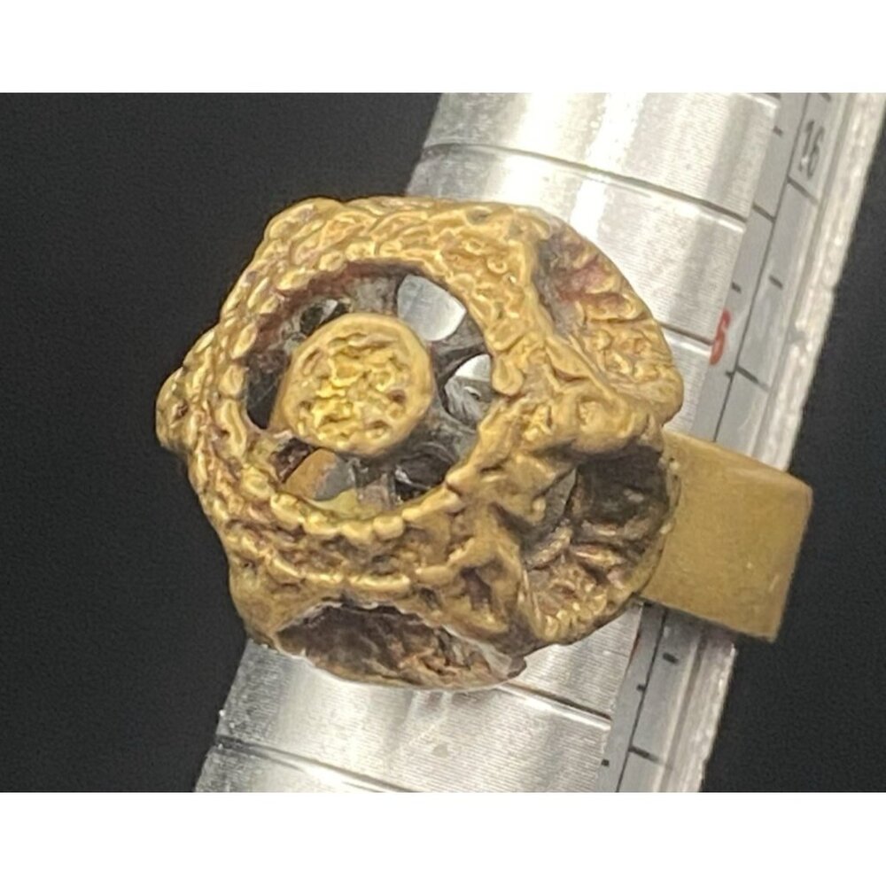 Early Bronze Ring Finland Brutalist Nordic Viking Cosplay Signed Adjustable